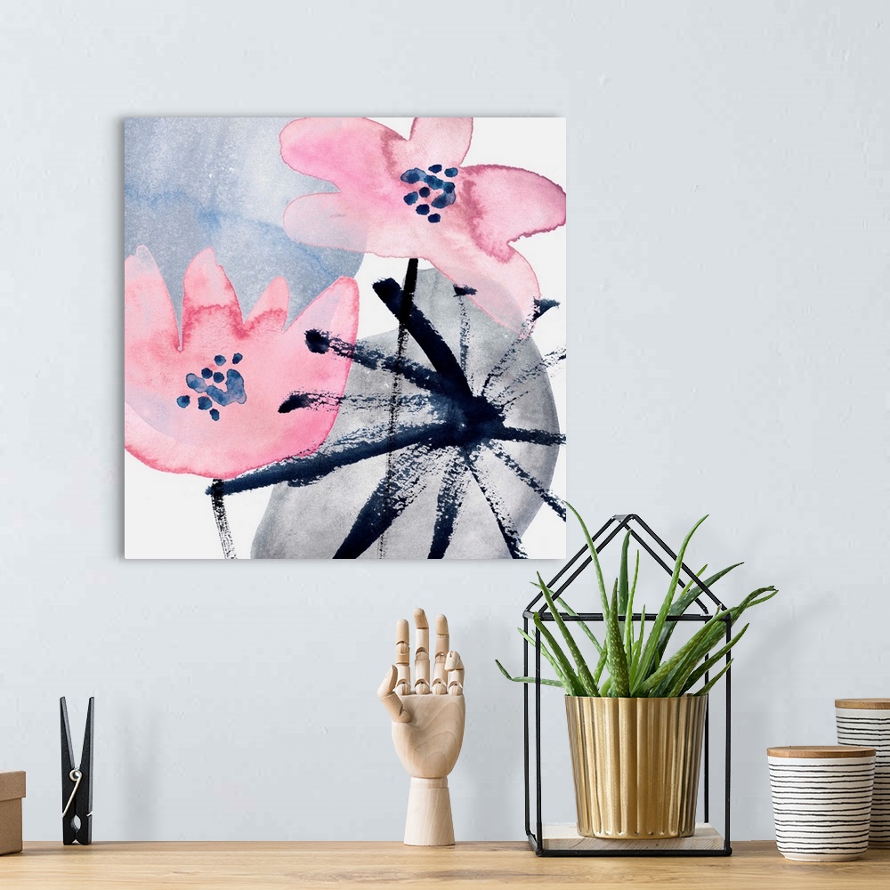 A bohemian room featuring Pink Water Lilies III