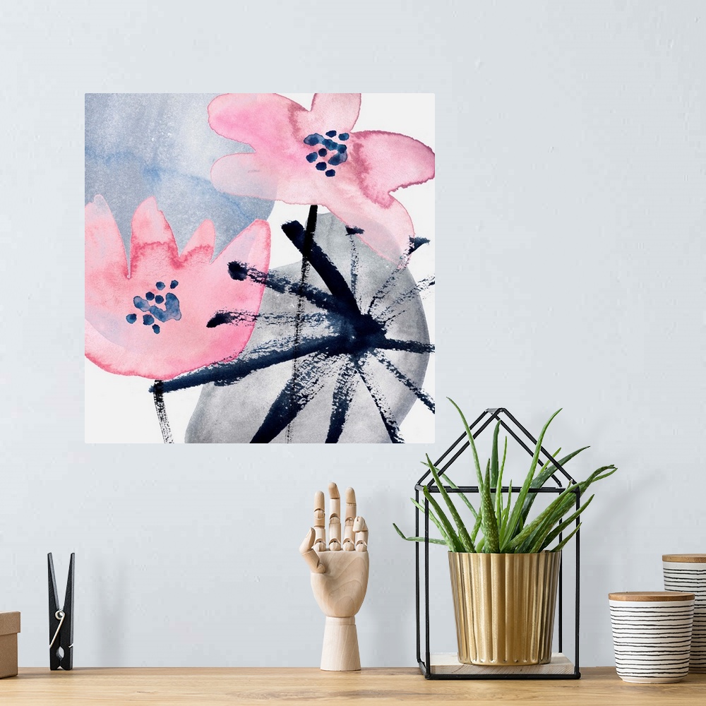 A bohemian room featuring Pink Water Lilies III