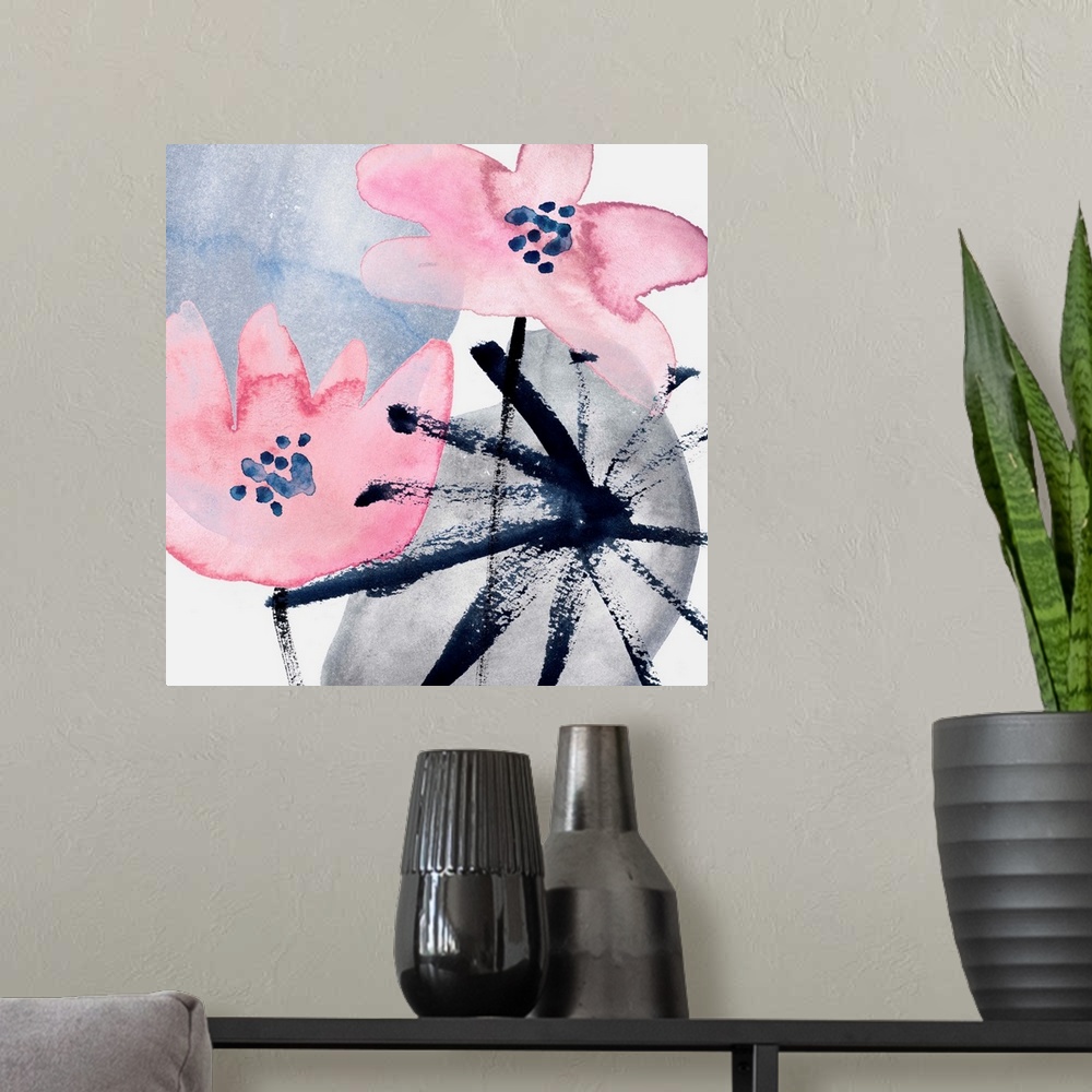 A modern room featuring Pink Water Lilies III