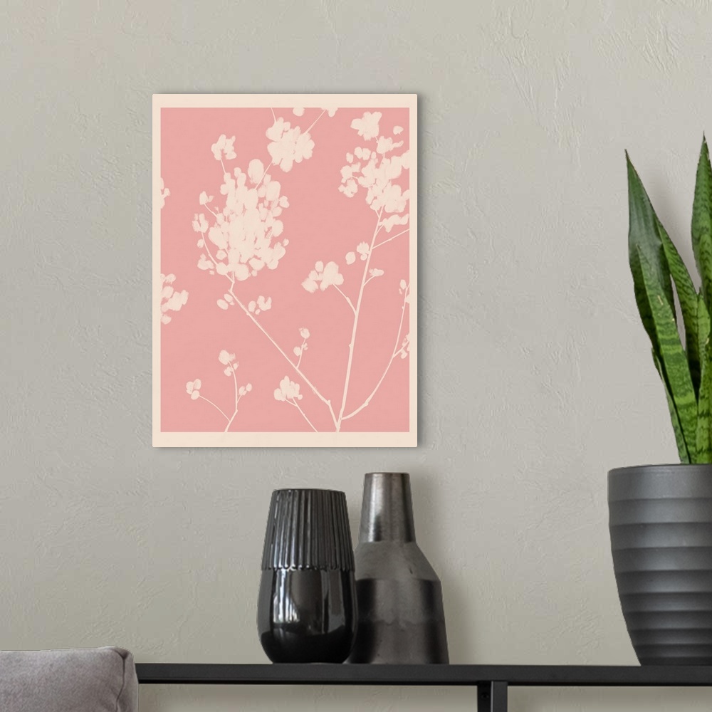 A modern room featuring Pink Wildflower Silhouette I