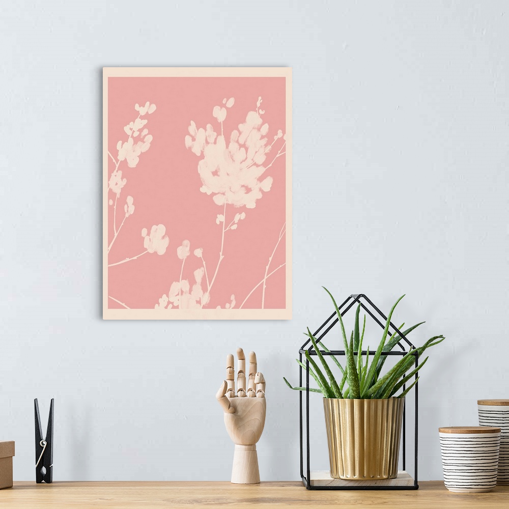A bohemian room featuring Pink Wildflower Silhouette II