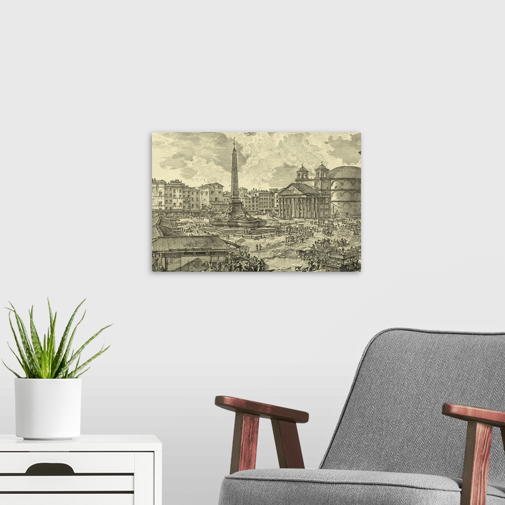 A modern room featuring Piranesi View of Rome V