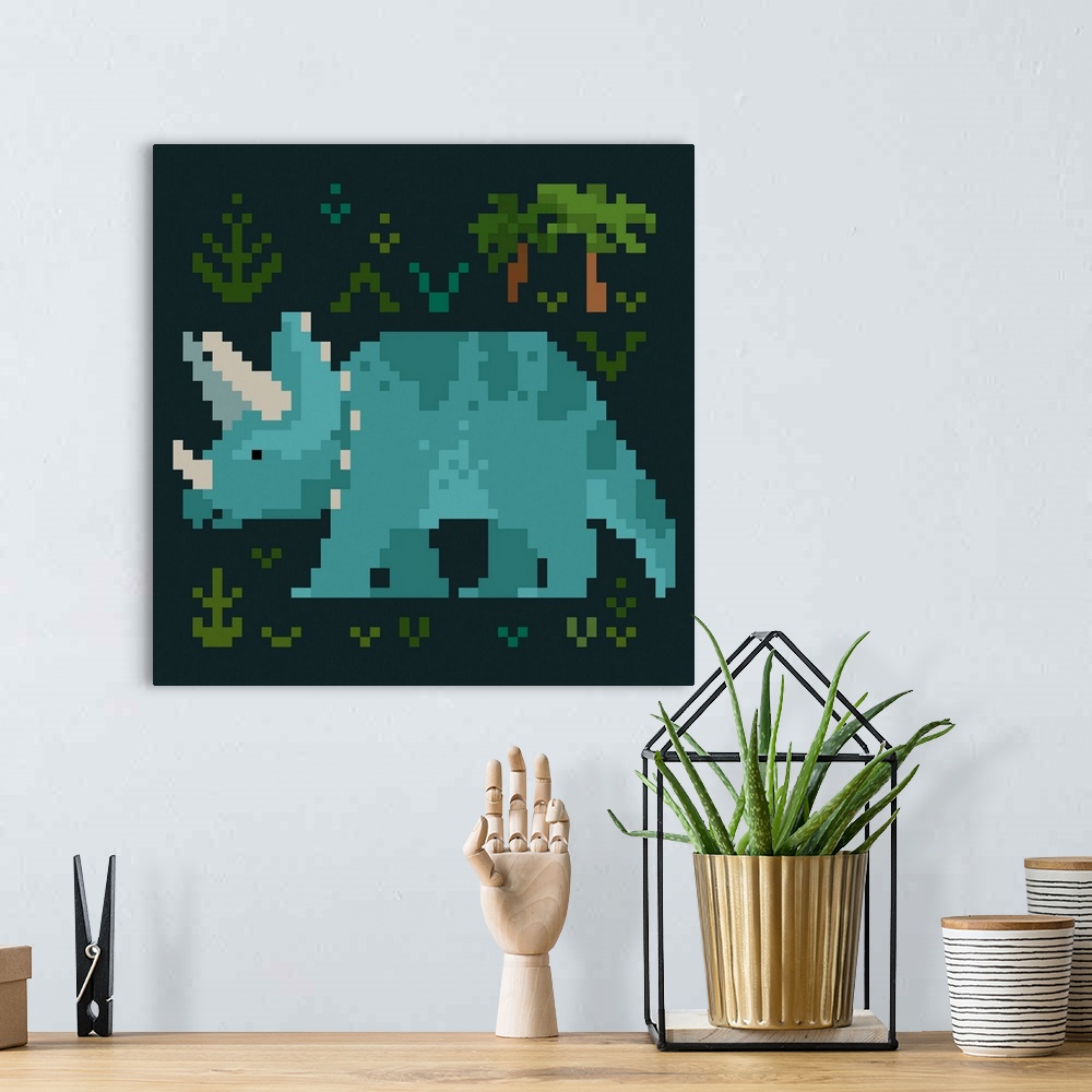A bohemian room featuring Pixel Dinos I