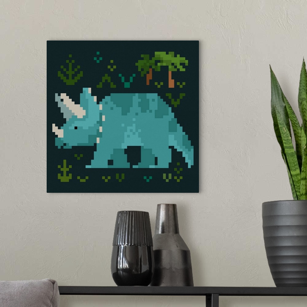 A modern room featuring Pixel Dinos I