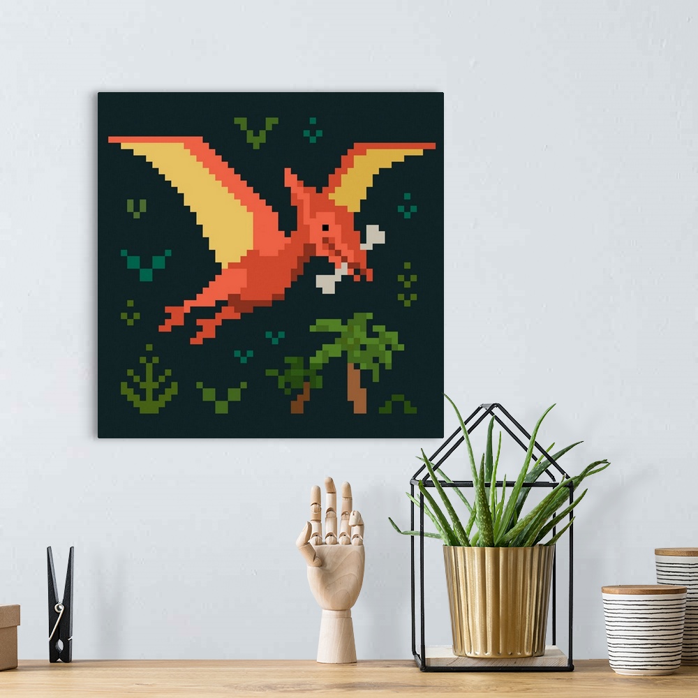 A bohemian room featuring Pixel Dinos III