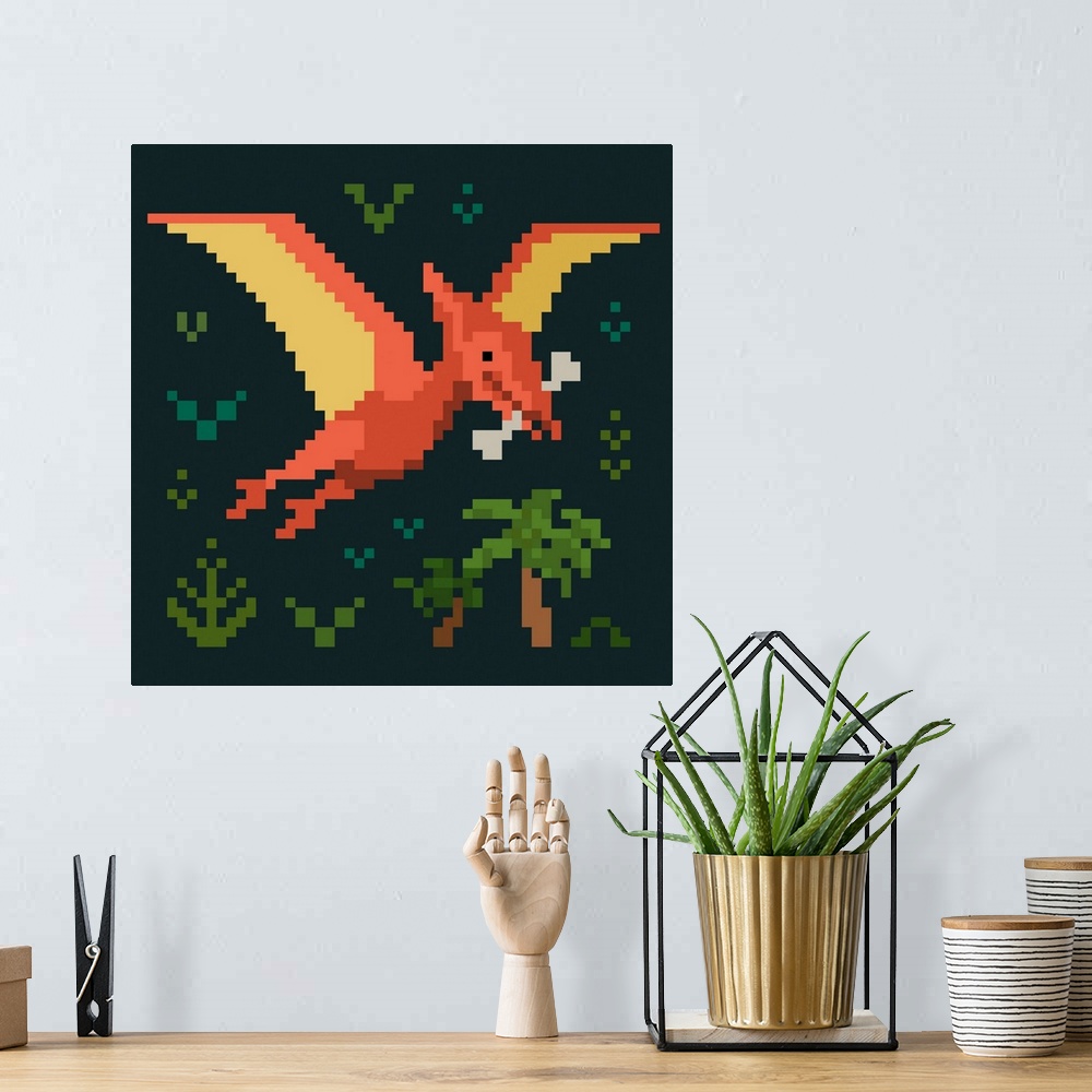 A bohemian room featuring Pixel Dinos III