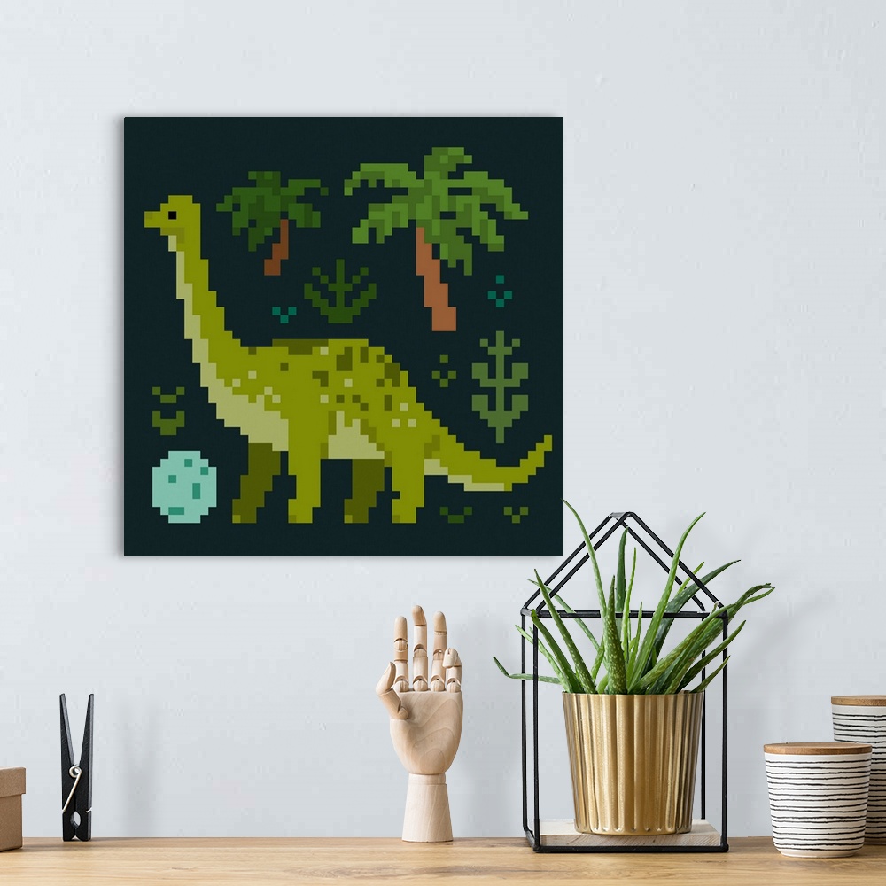 A bohemian room featuring Pixel Dinos IV