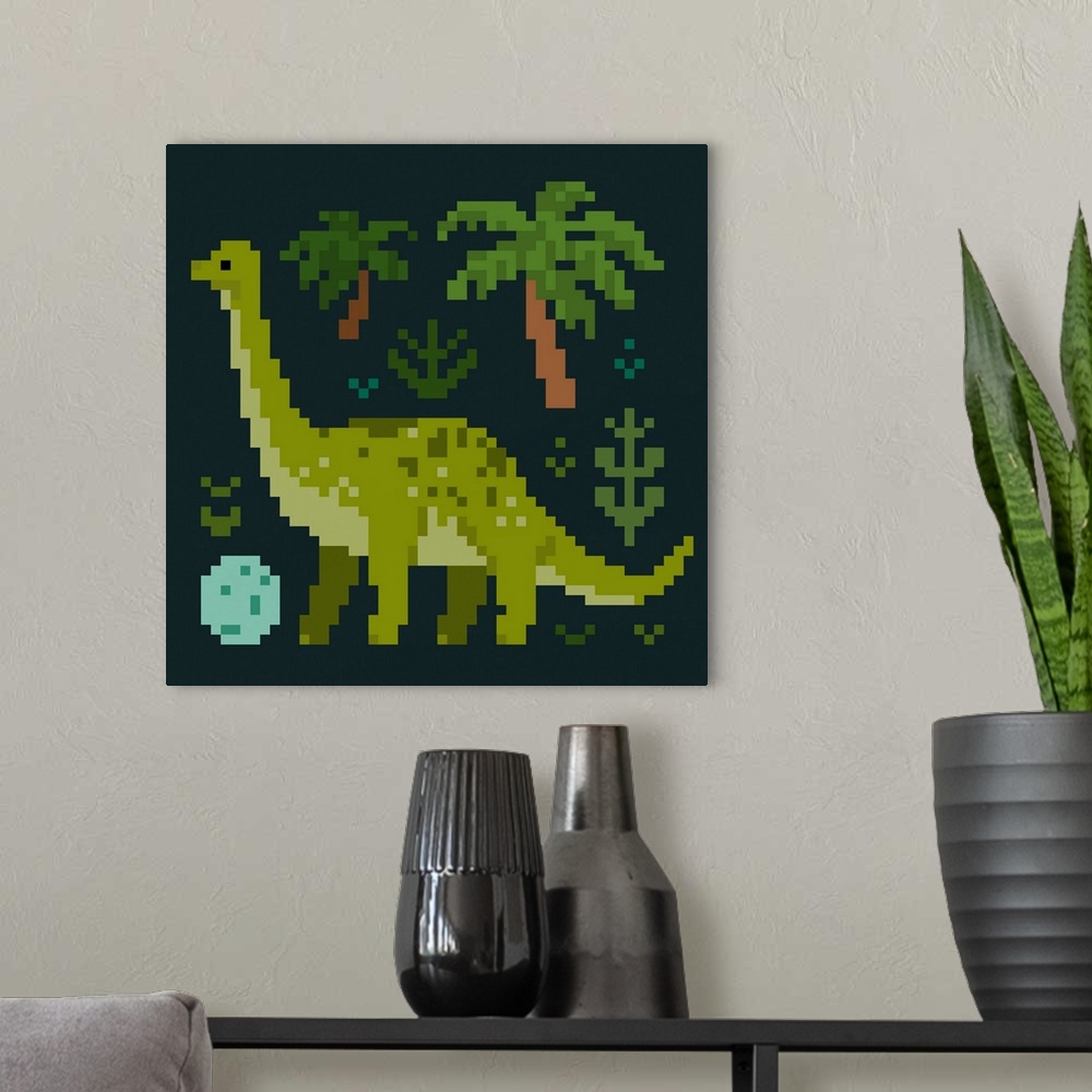 A modern room featuring Pixel Dinos IV