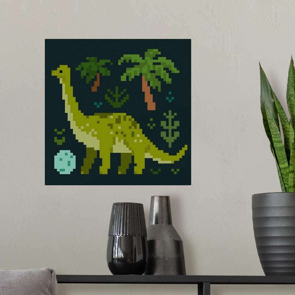 A modern room featuring Pixel Dinos IV