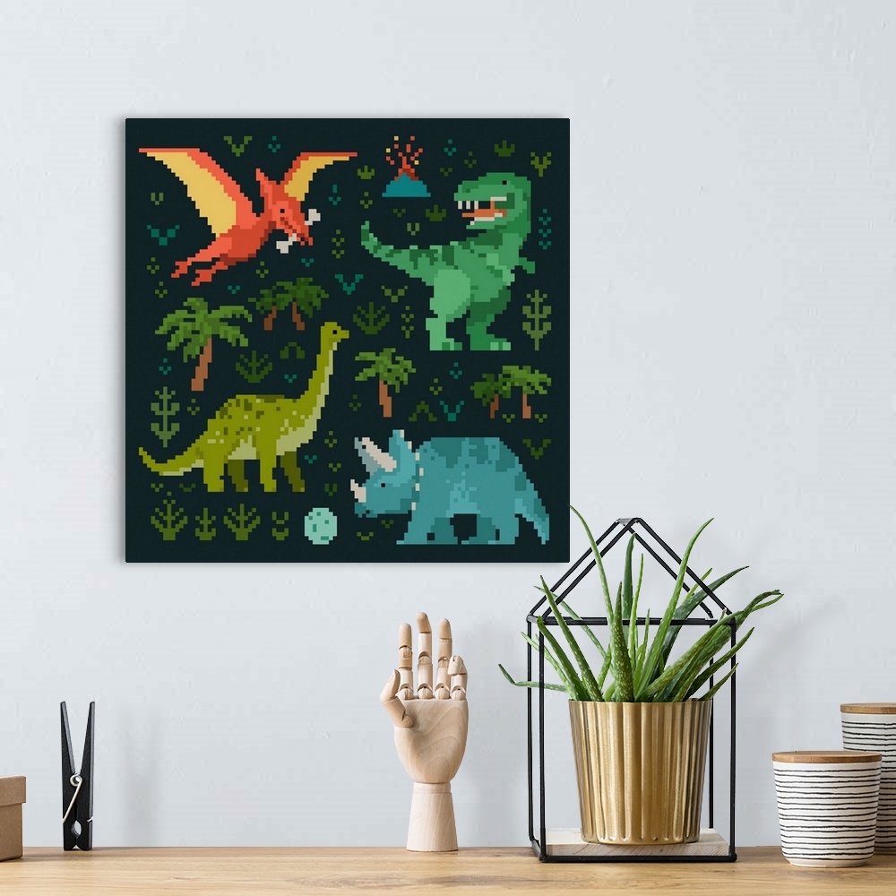 A bohemian room featuring Pixel Dinos V