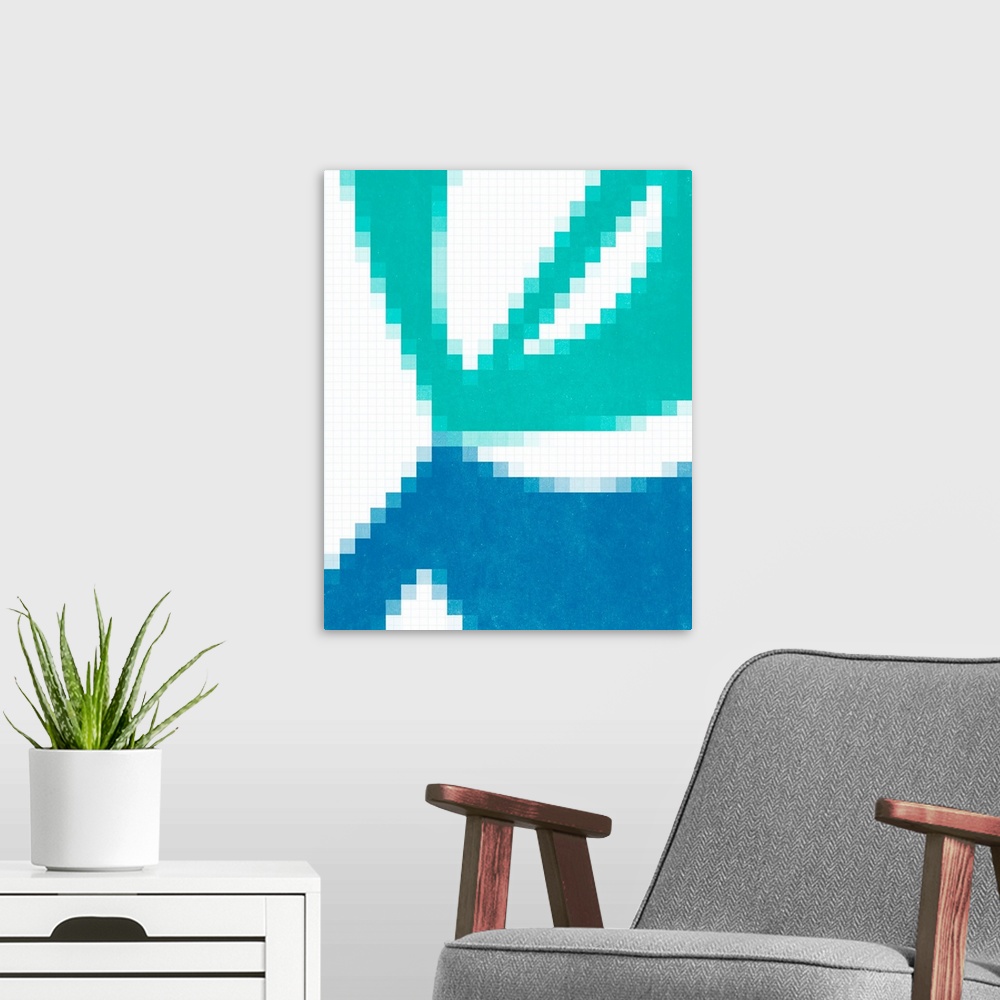 A modern room featuring Pixel Leaves III