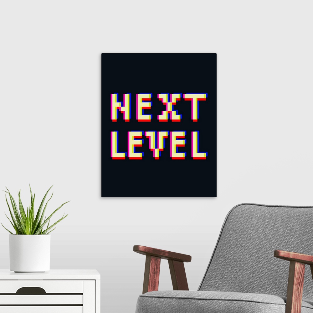 A modern room featuring Pixel Text I