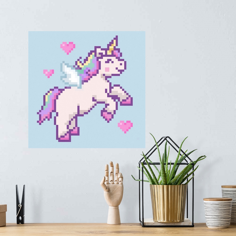 A bohemian room featuring Pixel Unicorn I