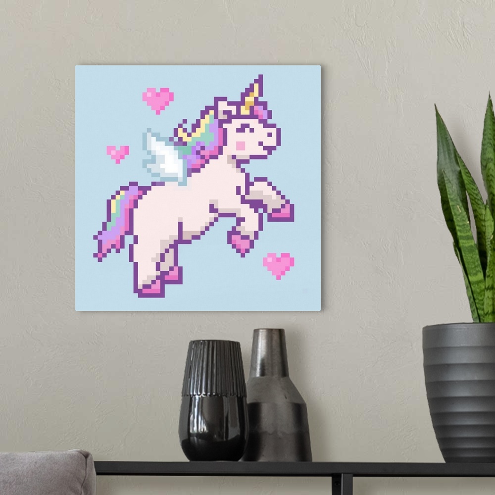 A modern room featuring Pixel Unicorn I