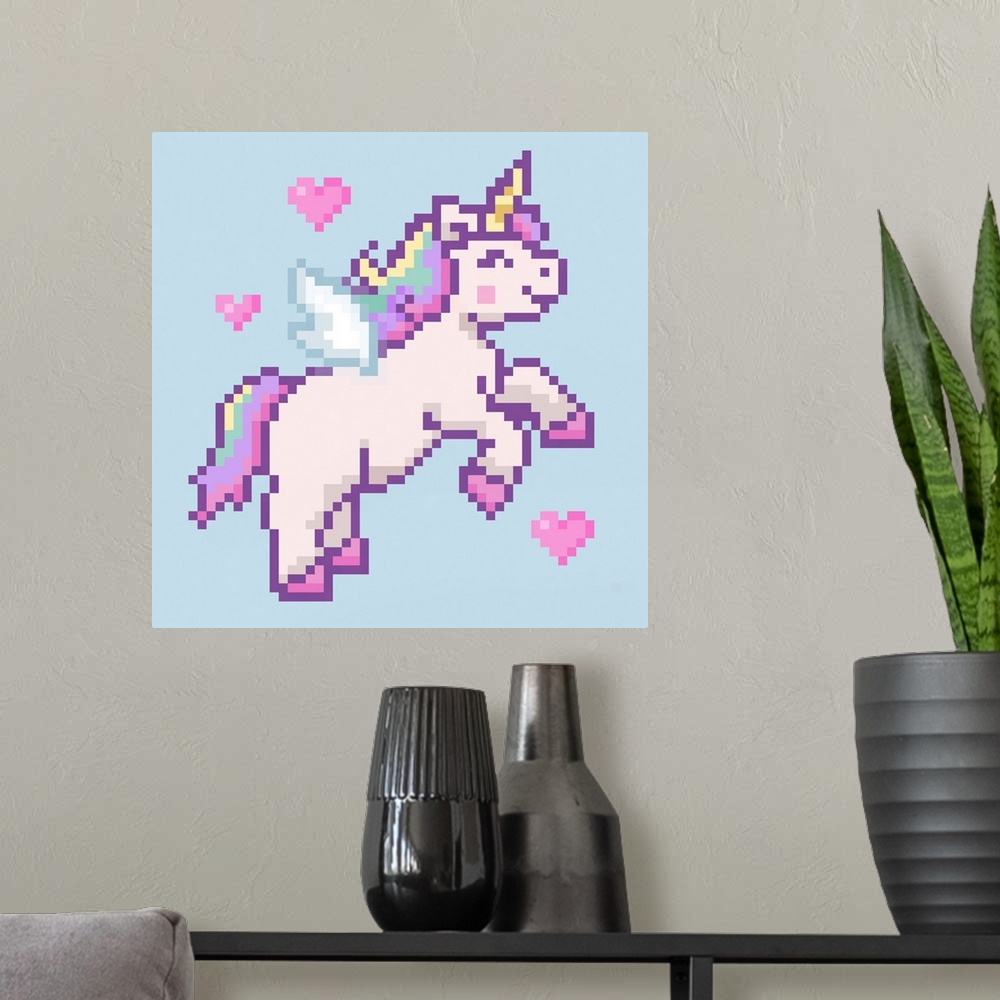 A modern room featuring Pixel Unicorn I