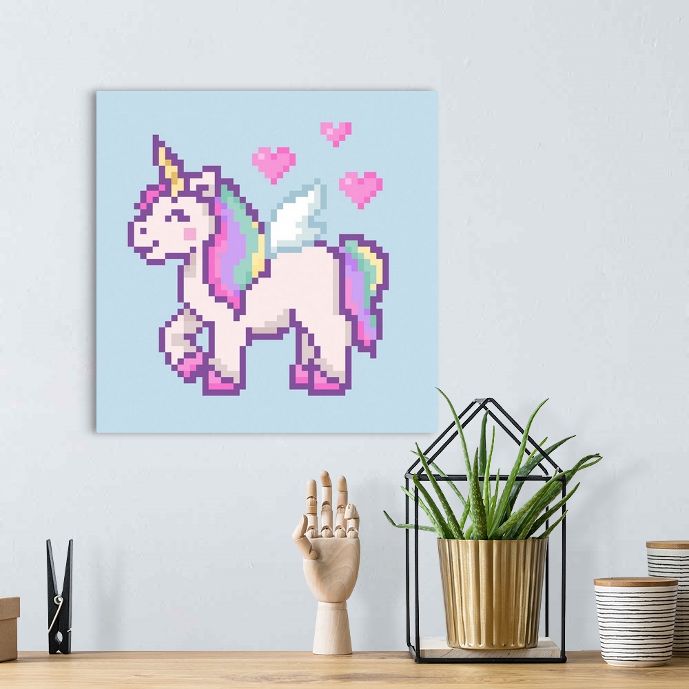 A bohemian room featuring Pixel Unicorn II