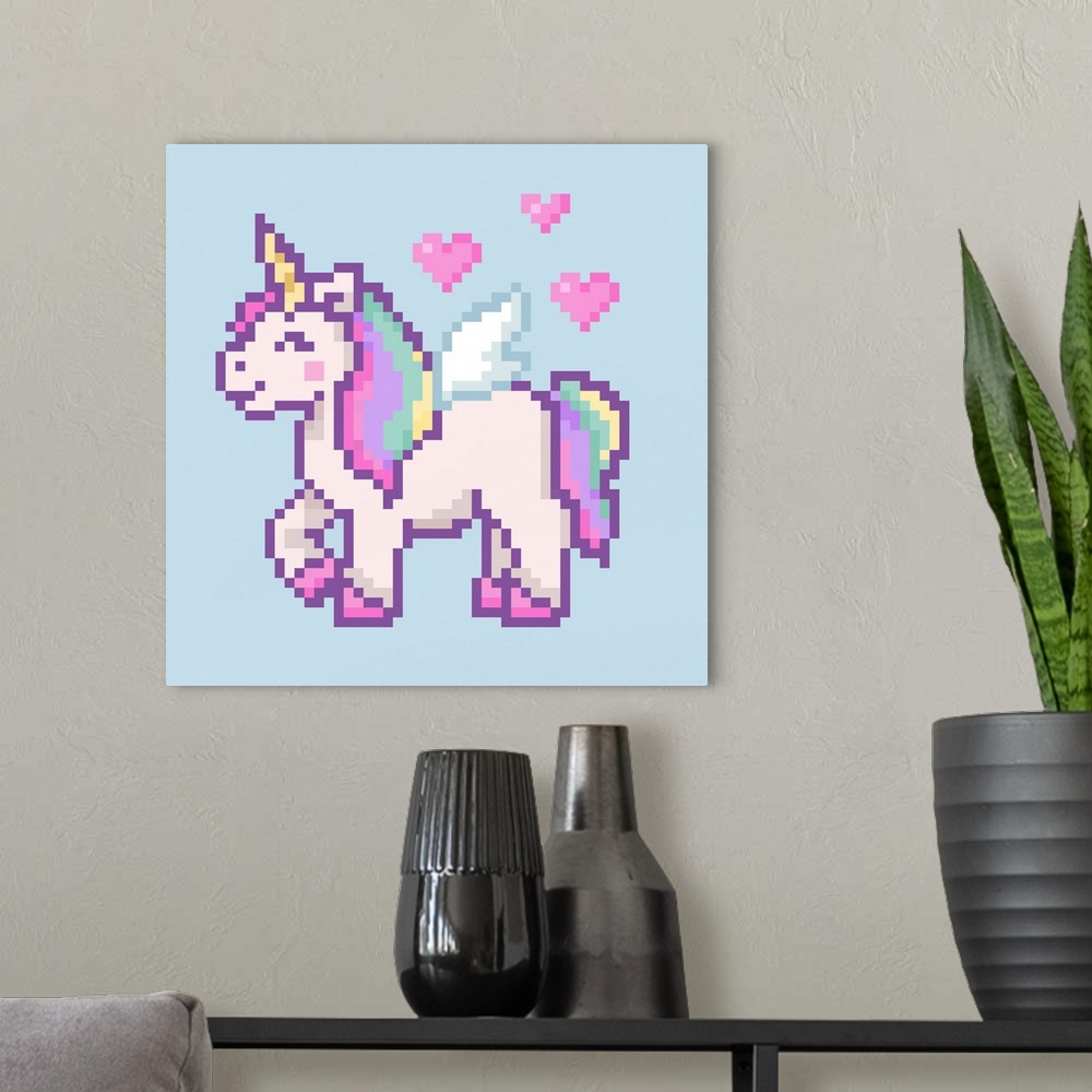 A modern room featuring Pixel Unicorn II