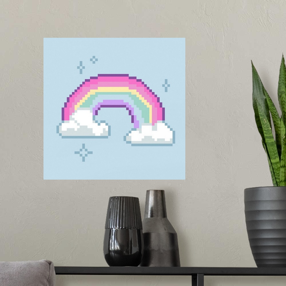 A modern room featuring Pixel Unicorn III