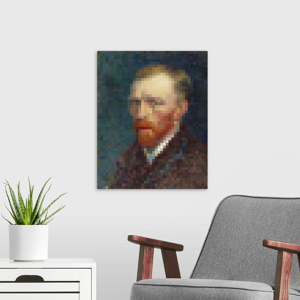 A modern room featuring Pixelated Van Gogh