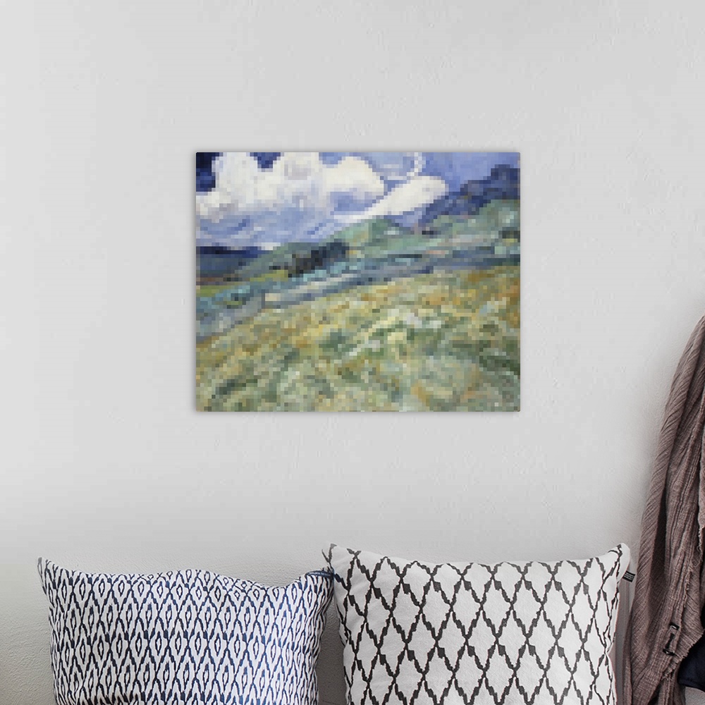 A bohemian room featuring Pixelated Van Gogh Landscape