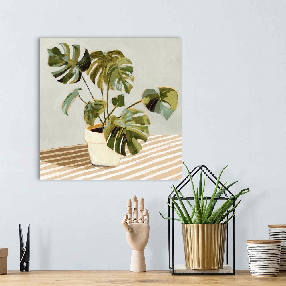A bohemian room featuring Plant On Stripes II