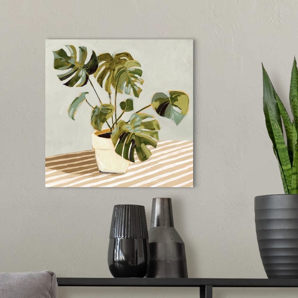A modern room featuring Plant On Stripes II