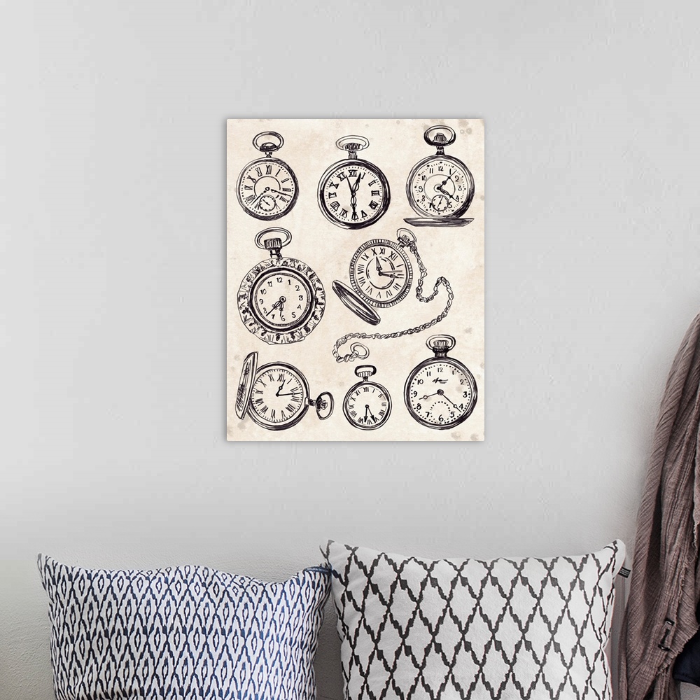 A bohemian room featuring Pocket Watch Sketches I