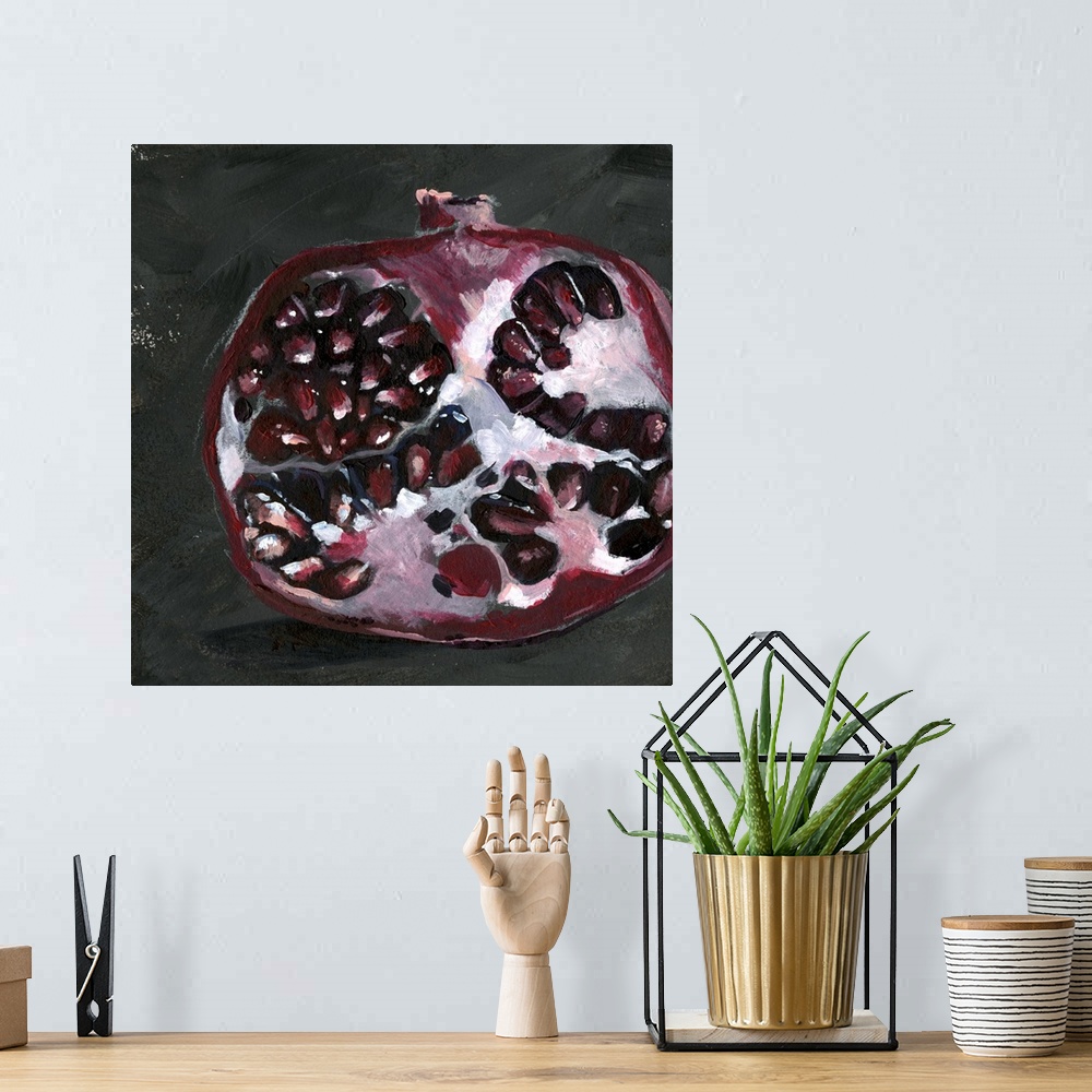 A bohemian room featuring Pomegranate Study on Black I
