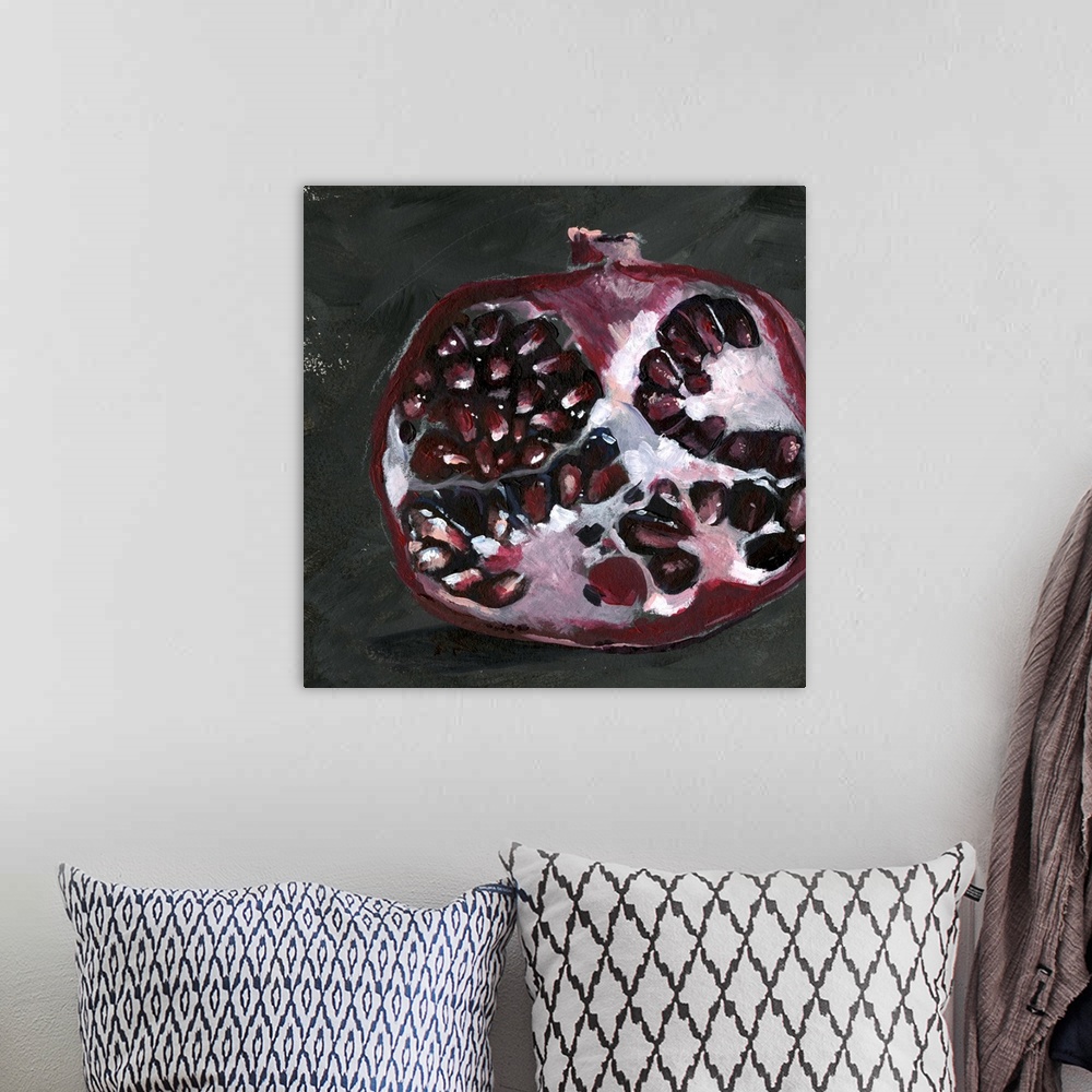 A bohemian room featuring Pomegranate Study on Black I