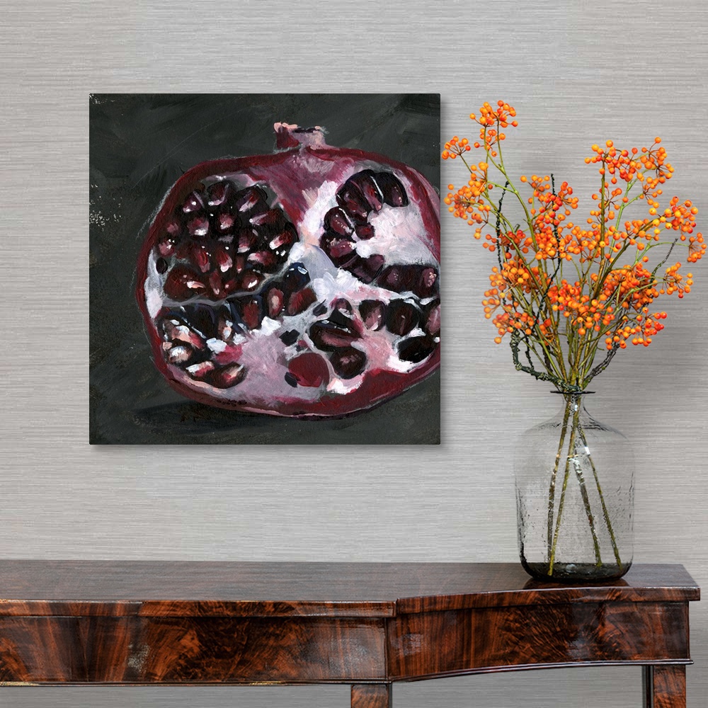 A traditional room featuring Pomegranate Study on Black I