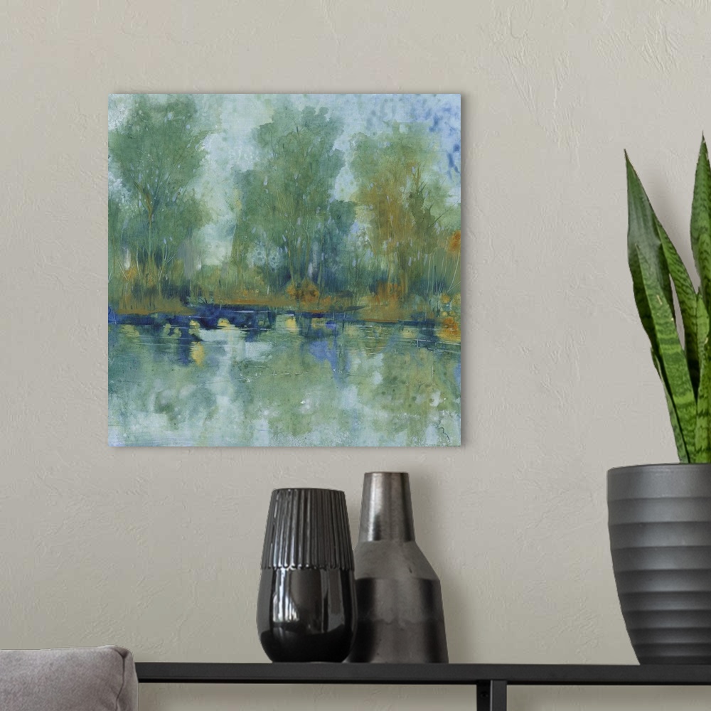 A modern room featuring Pond Reflection II