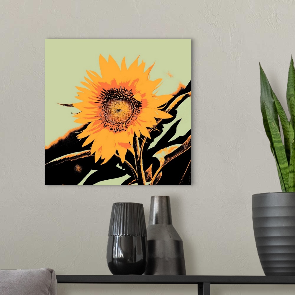 A modern room featuring Pop Art Sunflower II