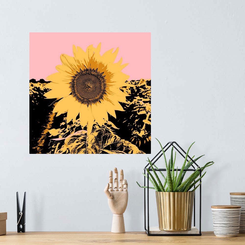 A bohemian room featuring Pop Art Sunflower III