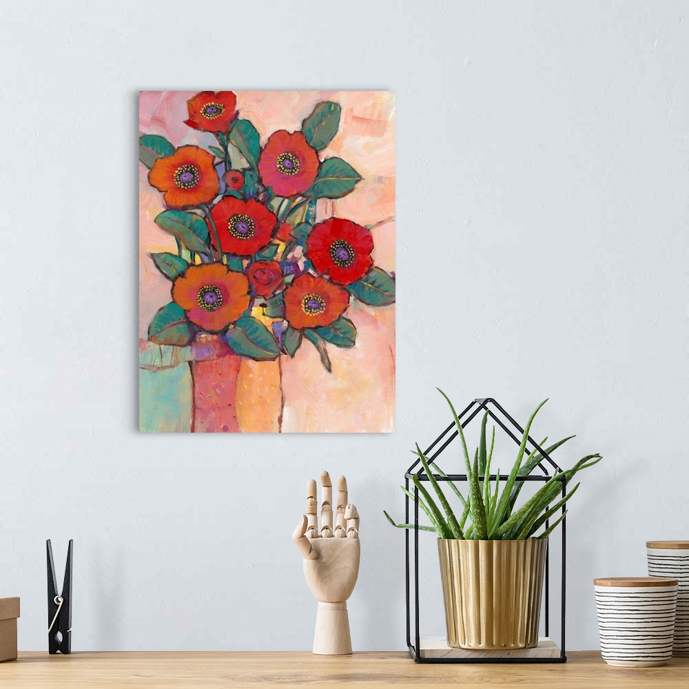 A bohemian room featuring Poppies in a Vase I