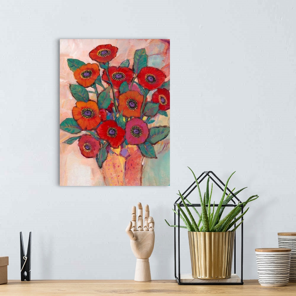 A bohemian room featuring Poppies in a Vase II