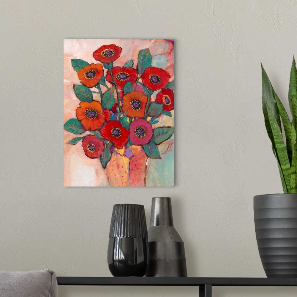 A modern room featuring Poppies in a Vase II