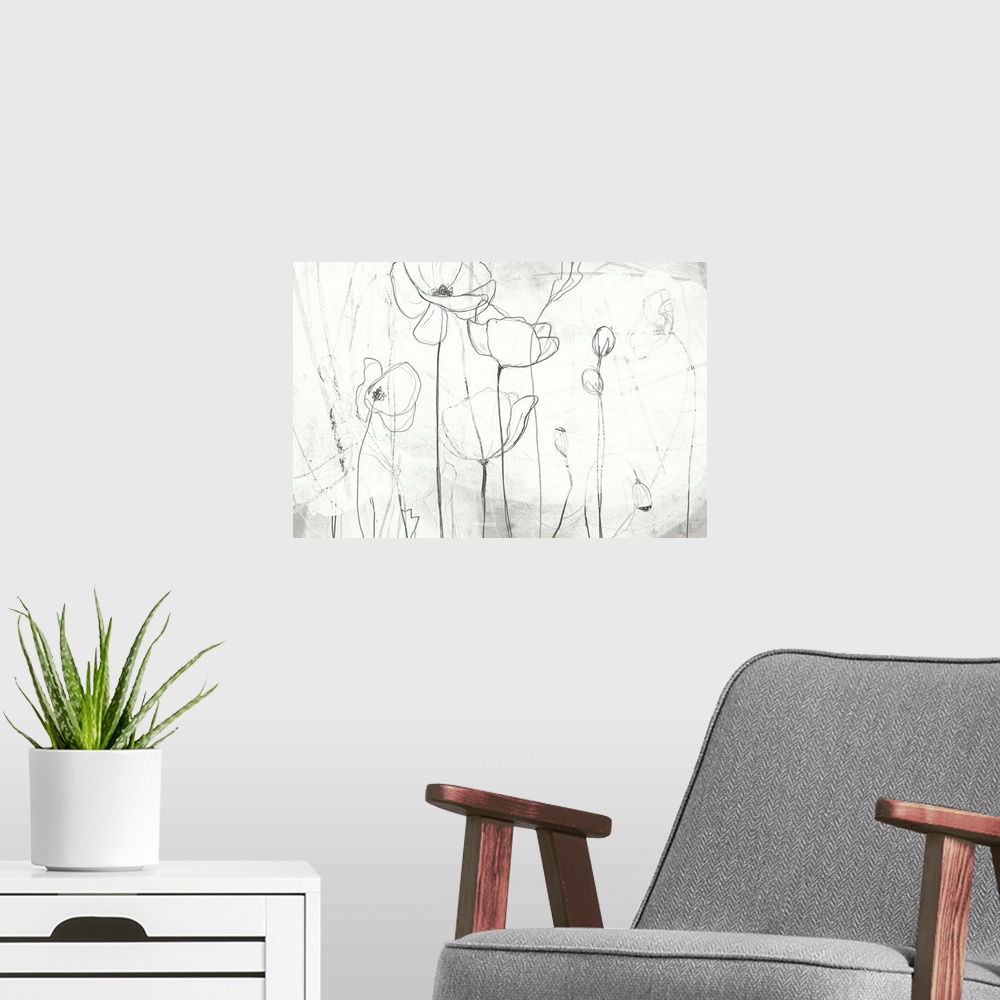 A modern room featuring Poppy Sketches I