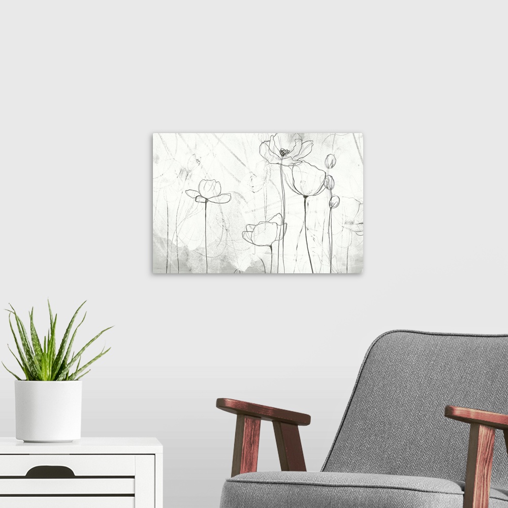 A modern room featuring Poppy Sketches II