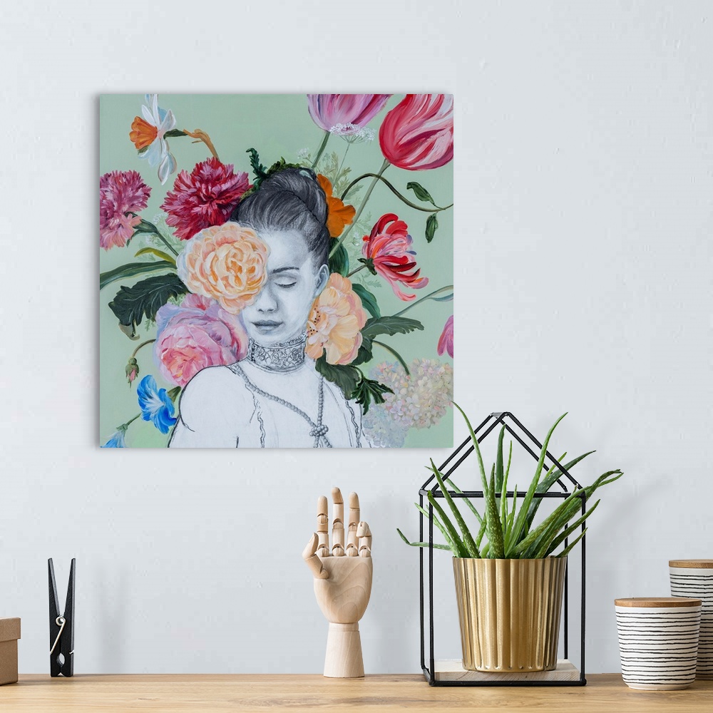 A bohemian room featuring Portraits In Bloom I