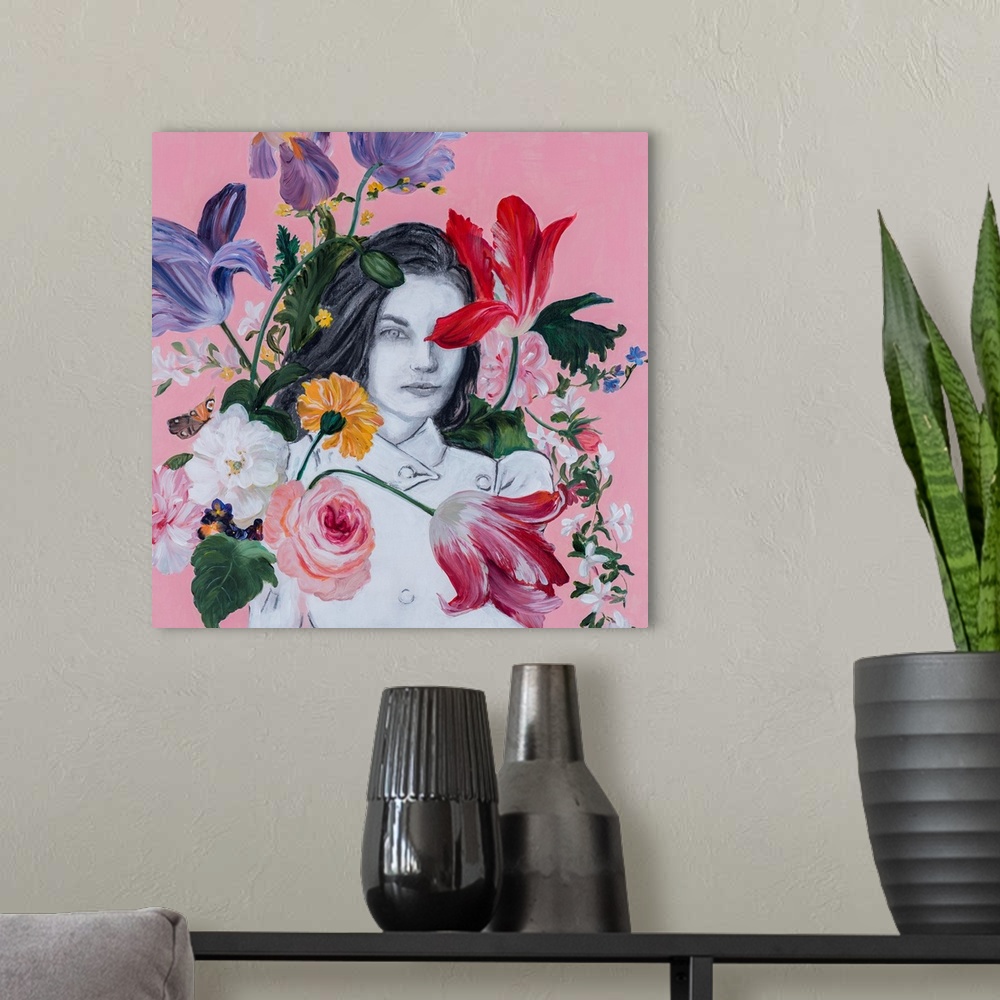 A modern room featuring Portraits In Bloom II