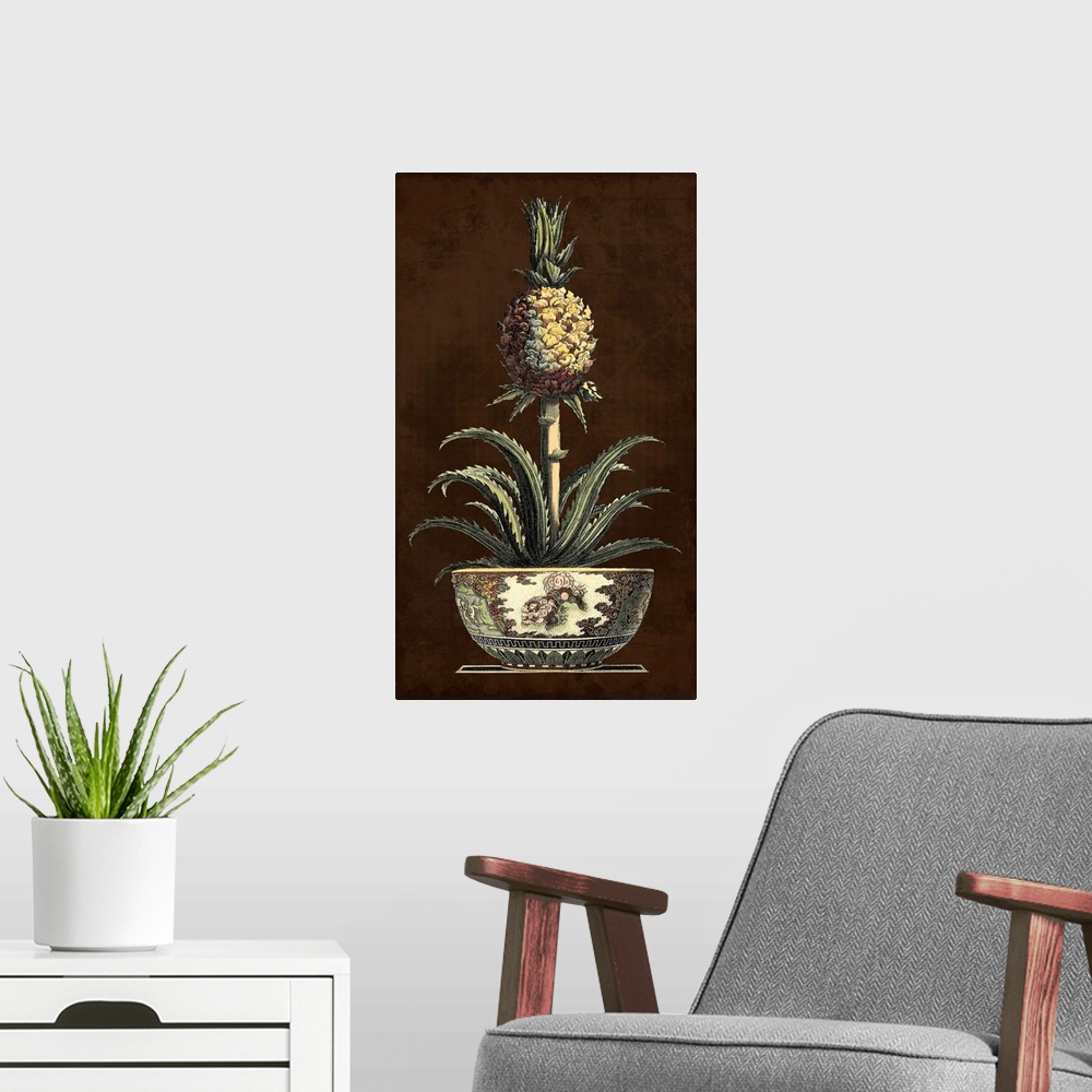 A modern room featuring Potted Pineapple II