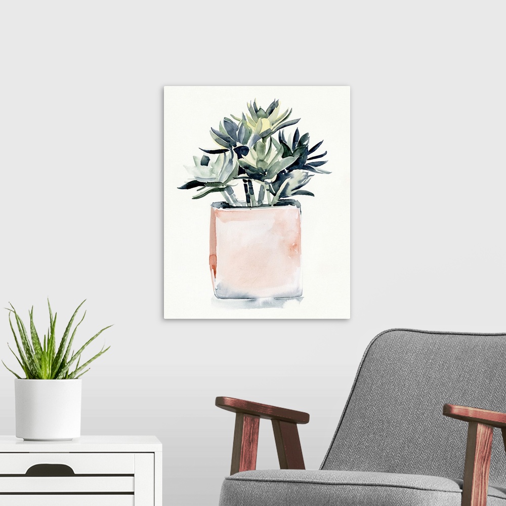 A modern room featuring Potted Succulent IV