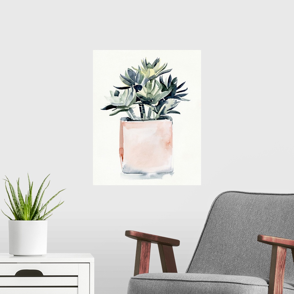 A modern room featuring Potted Succulent IV