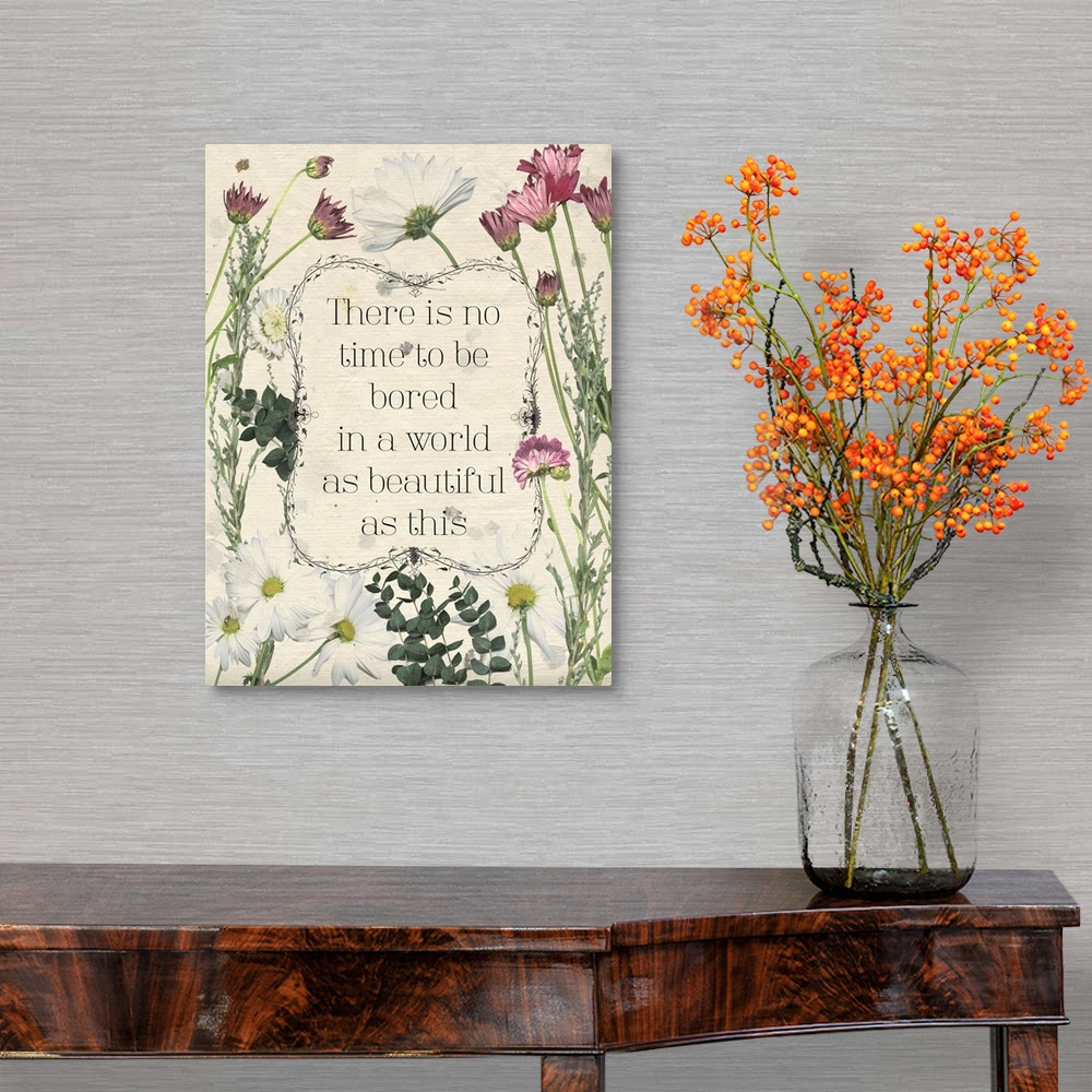 A traditional room featuring Pressed Floral Quote I