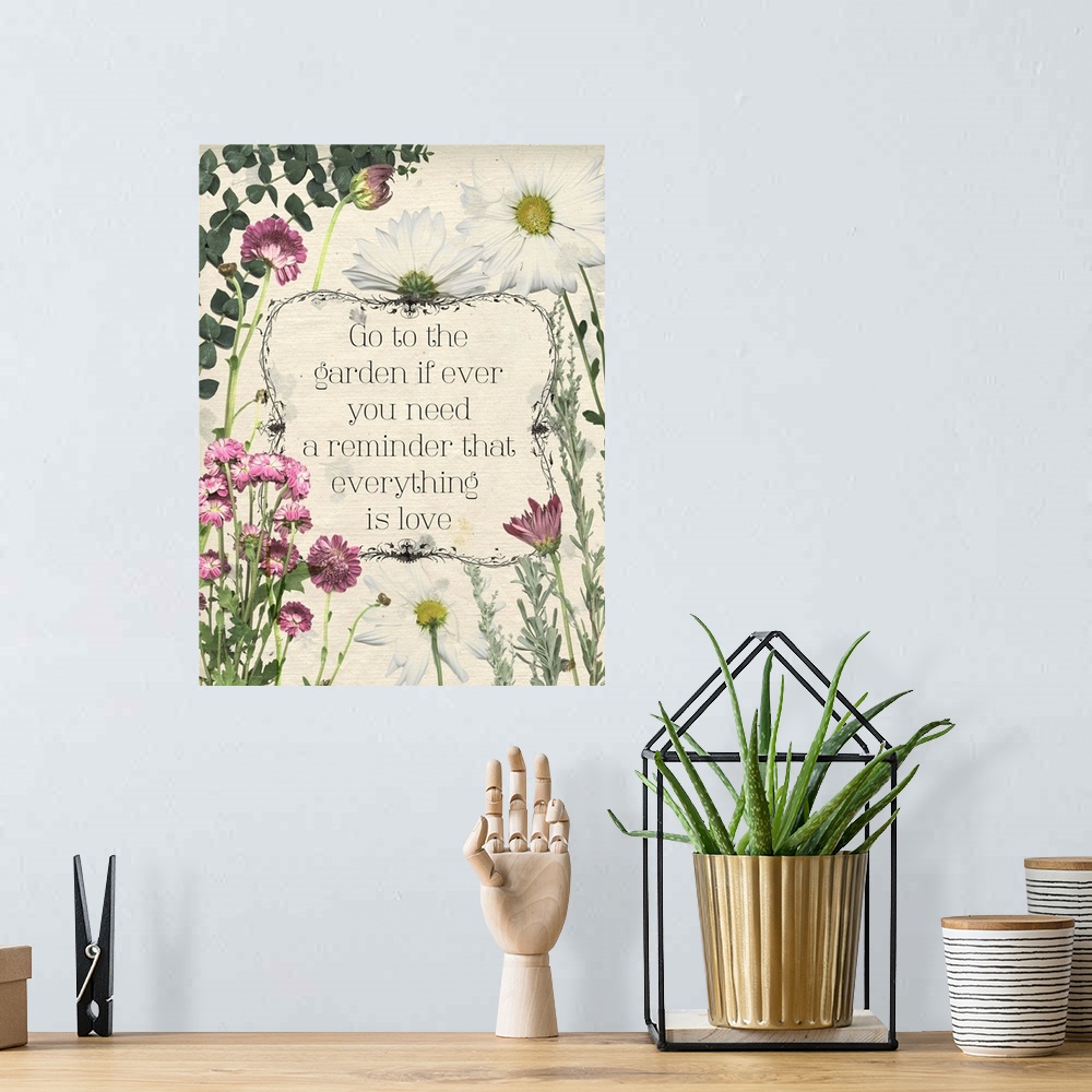 A bohemian room featuring Pressed Floral Quote II