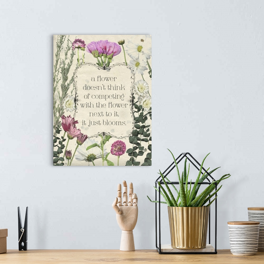 A bohemian room featuring Pressed Floral Quote III