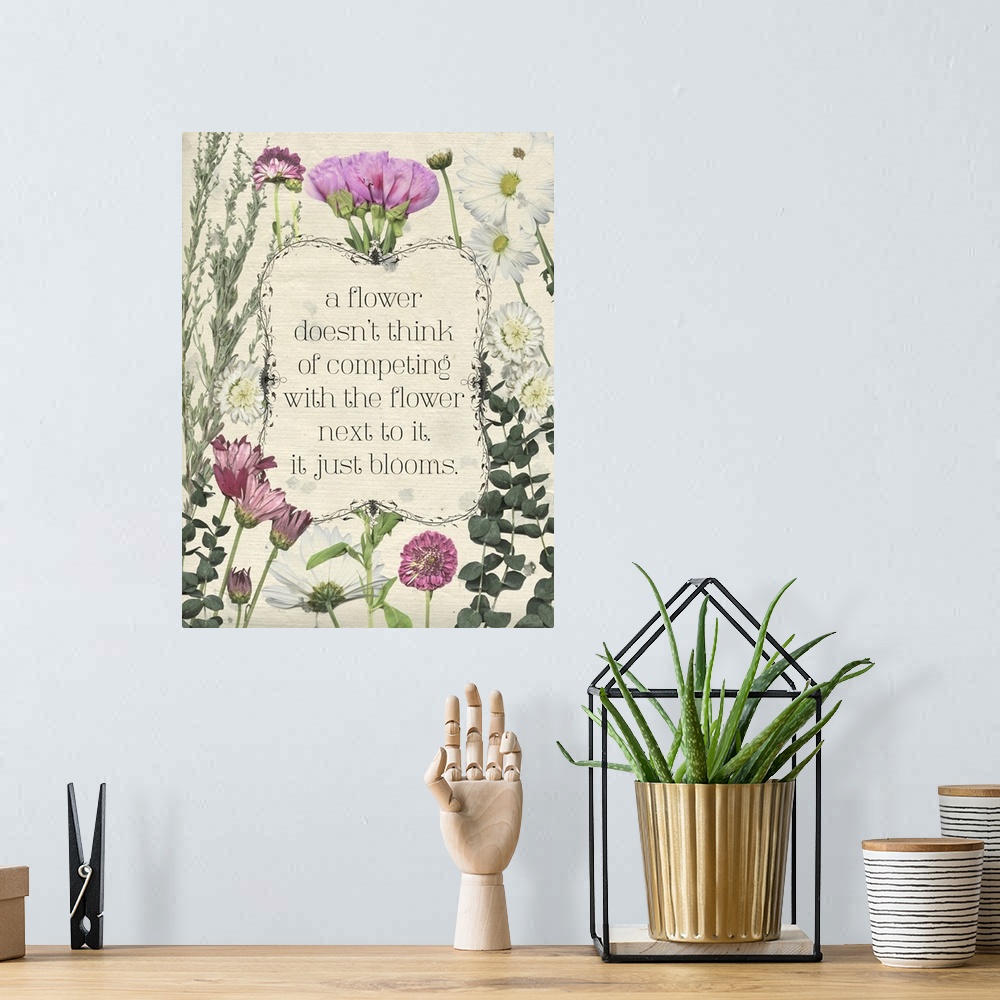 A bohemian room featuring Pressed Floral Quote III