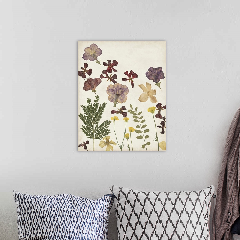 A bohemian room featuring Pressed Flower Arrangement IV