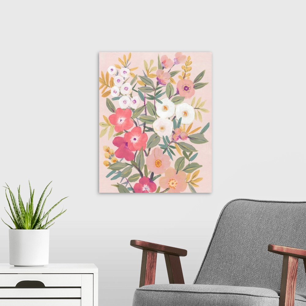 A modern room featuring Pretty Pink Floral I