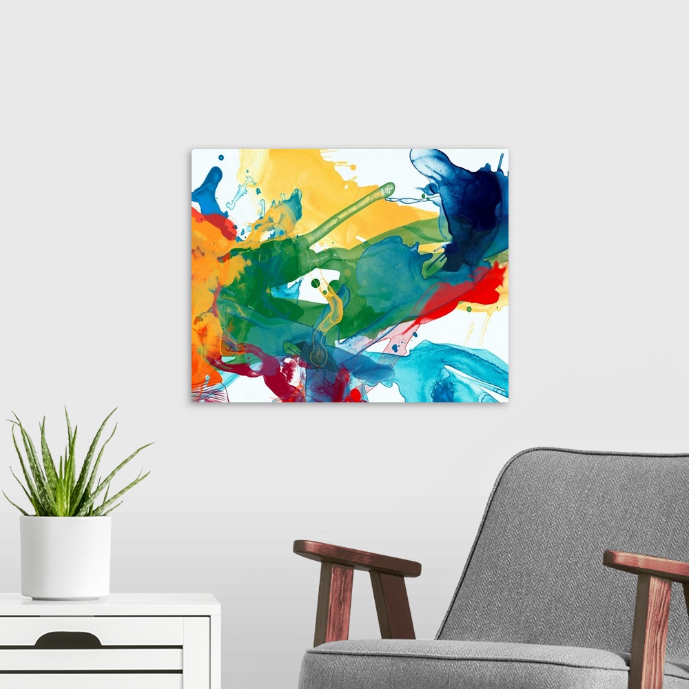 A modern room featuring Primary Abstract I